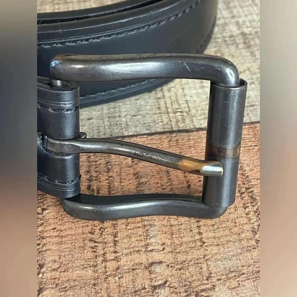 Genuine Dickies Leather Belt--Black Stitch Dk Steel Roll Buckle 46-48